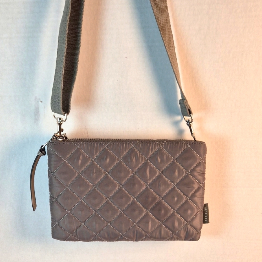 Rae Dunn - tan quilted double compartment crossbody bag